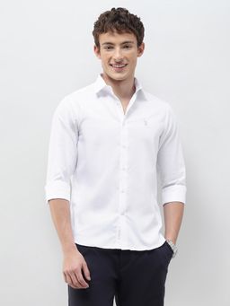 U.S. POLO ASSN. - White Textured Collar Neck Casual Shirt