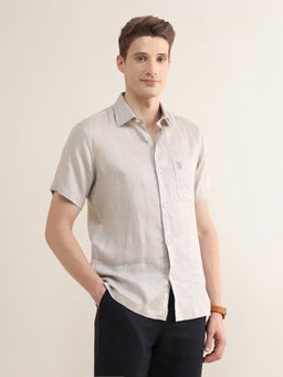 U.S. POLO ASSN. - Beige Solid/Plain Collar Neck Casual Shirt