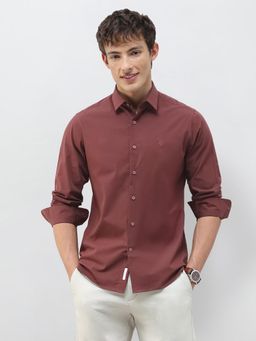U.S. POLO ASSN. - Red Solid/Plain Collar Neck Casual Shirt