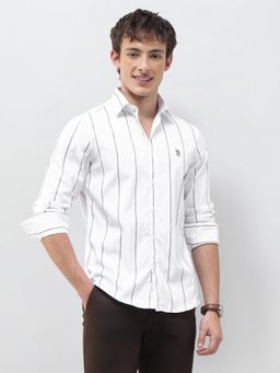 U.S. POLO ASSN. - White Stripes Collar Neck Casual Shirt
