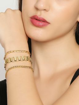 OOMPH - Link Chain Multi Layer Bracelet Combo of 3