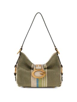 Guess - Olive Stripes Polyester Camden Mini Handbag