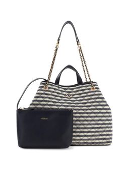 Guess - Navy Blue Stripes Polyester Giully 2 in 1 Tote Bag With Pouch