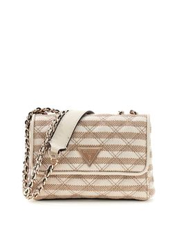 Guess - Taupe Stripes Polyester Giully Sling Bag