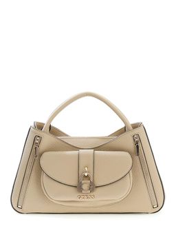 Guess - Taupe Solid Pu Jessa Girlfriend Satchel Bag With Detachable Strap