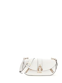 Guess - White Solid Pu Jessa Flap Sling Bag
