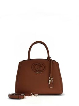 Guess - Cognac Solid Pu Isola 3 Comp Satchel Bag With Detachable Strap