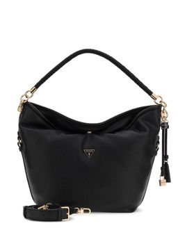 Guess - Black Solid Pu Danya Hobo Handbag With Detachable Strap