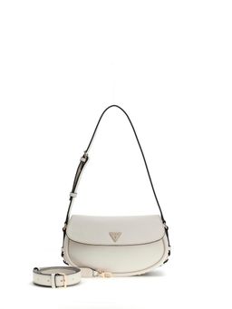 Guess - Off White Solid Pu Danya Flap Handbag