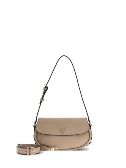 Guess - Taupe Solid Pu Danya Flap Handbag