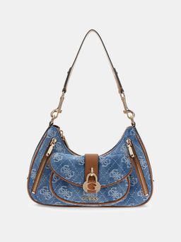 Guess - Denim Logo Printed Cotton Jessa Hobo Handbag