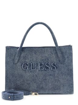 Guess - Denim Solid Cotton Jodi Tote Bag With Detachable Strap