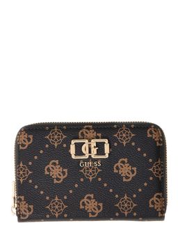 Guess - Espresso Printed Pu Emelie Logo Zip-Around Wallet