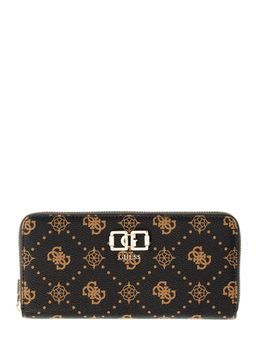 Guess - Espresso Printed Pu Emelie Logo Zip-Around Wallet