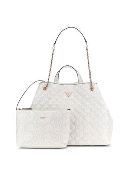 Guess - Off White Printed Pu Giully 2 in 1 Tote Bag With Pouch