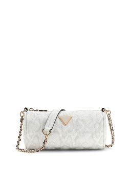 Guess - Off White Printed Pu Giully Mini Barrel Duffel Bag