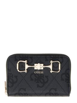 Guess - Charcoal Printed Pu Janie Logo Zip-Around Wallet