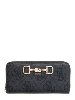 Guess - Charcoal Printed Pu Janie Logo Zip-Around Wallet