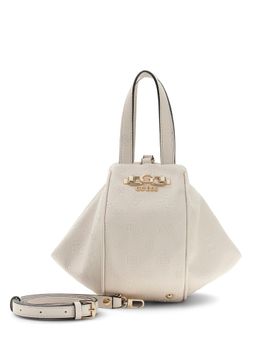 Guess - Stone Logo Textured Pu Anise Handbag With Detachable Strap