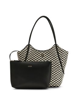 Guess - Black Textured Polyurethane Tessi 2 in 1 Tote Bag With Pouch