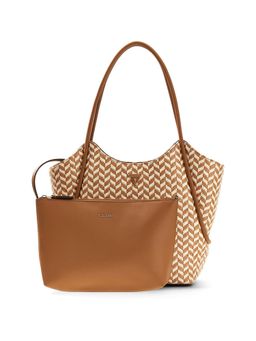 Guess - Cognac Textured Polyurethane Tessi 2 in 1 Tote Bag With Pouch