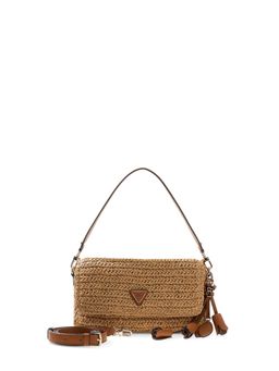 Guess - Natural Cognac Textured Paper Ofelia Flap Handbag With Detachable Strap