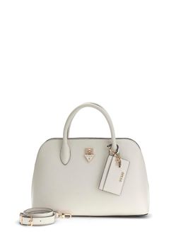 Guess - Off White Solid Pu Patsie 2 Comp Satchel Bag With Detachable Strap