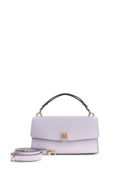 Guess - Purple Solid Pu Patsie Top Handle Flap Satchel Bag With Detachable Strap