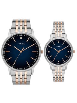 Timex - Round Blue Dial Analog Pair's Couple Watch - TW00PR330 (M)
