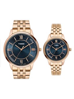 Timex - Round Blue Dial Analog Pair's Couple Watch - TW00PR332 (M)