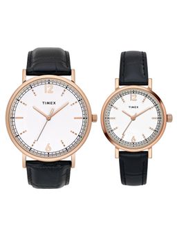 Timex - Trendline Round 21mm White Dial Analog Pair Watch - TW00PR336