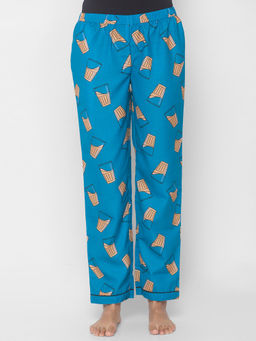 FashionRack - Women Rayon Printed Blue Pajamas
