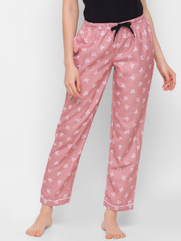 FashionRack - Women Rayon Printed Pink Pajamas