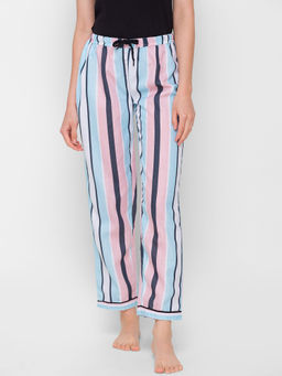 FashionRack - Women Rayon Stripes Multi-Color Pajamas