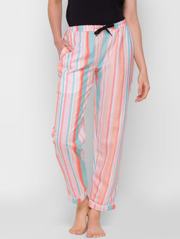 FashionRack - Women Rayon Stripes Multi-Color Pajamas