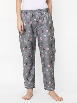 FashionRack - Women Rayon Printed Grey Pajamas