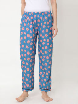 FashionRack - Women Rayon Printed Blue Pajamas