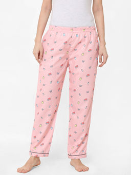 FashionRack - Women Rayon Printed Pink Pajamas