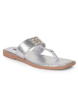 Bata - Women Silver Elegant T-Strap Flats