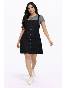 Tripursundari Fashion - Women Black Pinafore Denim Dress