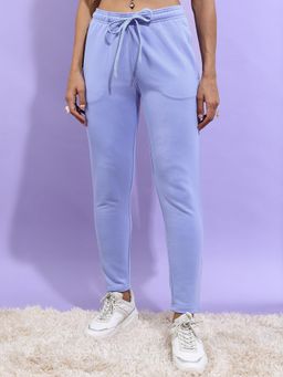 TOKYO TALKIES - Blue Solid Polyester Slim Fit Pant