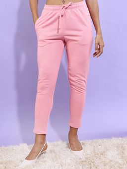 TOKYO TALKIES - Pink Solid Polyester Slim Fit Pant
