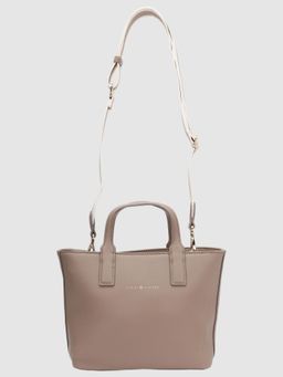 Tommy Hilfiger - Logo Beige Pu Handbag with Detachable Strap