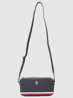 Tommy Hilfiger - Blue Pu Sling Bag With Detachable Strap