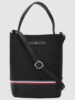 Tommy Hilfiger - Logo Black Polyester Sling Bag With Detachable Strap