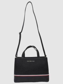 Tommy Hilfiger - Logo Black Polyester Sling Bag With Detachable Strap