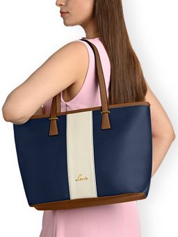 Lavie - Womens Avery Colorblock Tote Bag - Navy Blue (L)