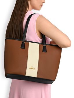 Lavie - Womens Avery Colorblock Tote Bag - Tan (L)