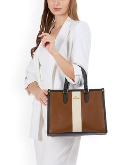 Lavie - Womens Elissa Colorblock Satchel Bag With Detachable Strap - Tan (L)