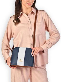 Lavie - Womens Masha Colorblock Vertical Sling Bag - Navy Blue (M)